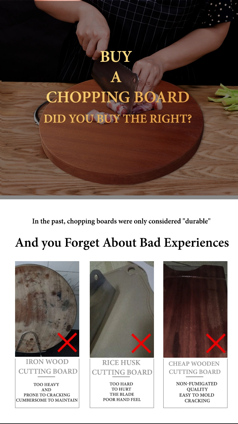 Ebony Veneer 100% Natural Thick Wood Cutting Board Round Chopping Board